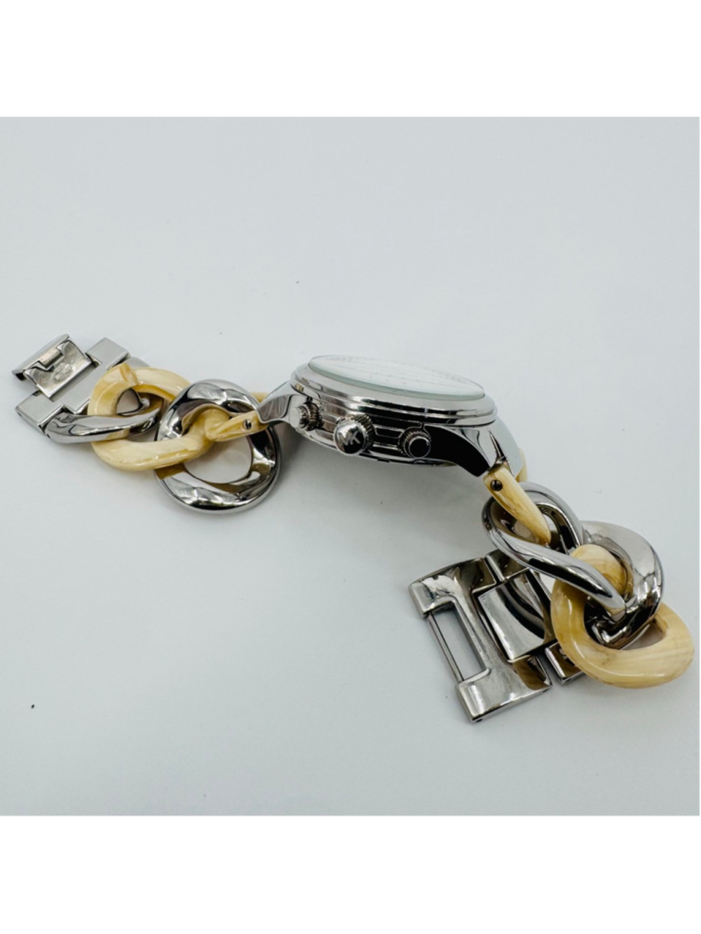 Michael Kors Runway Twist Chronograph Watch Silver Beige - Picture 6 of 8